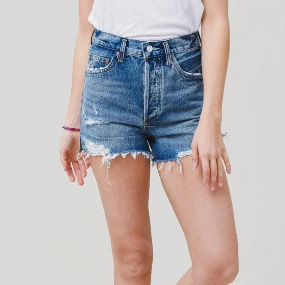 AGOLDE Dee Short Vintage High Rise Organic Cotton Denim Jean Shorts